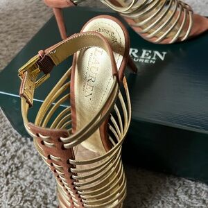 Pre Owned Lauren Ralph Lauren Skyla-SN-DRS Strappy Sandals Heels Size 8 in box